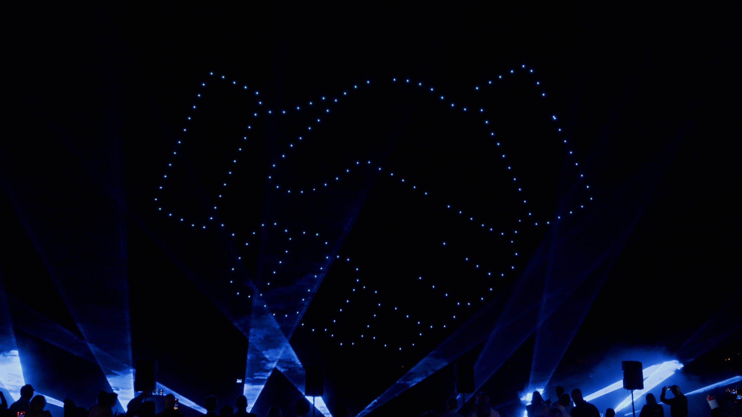 Handshake logo drone formation