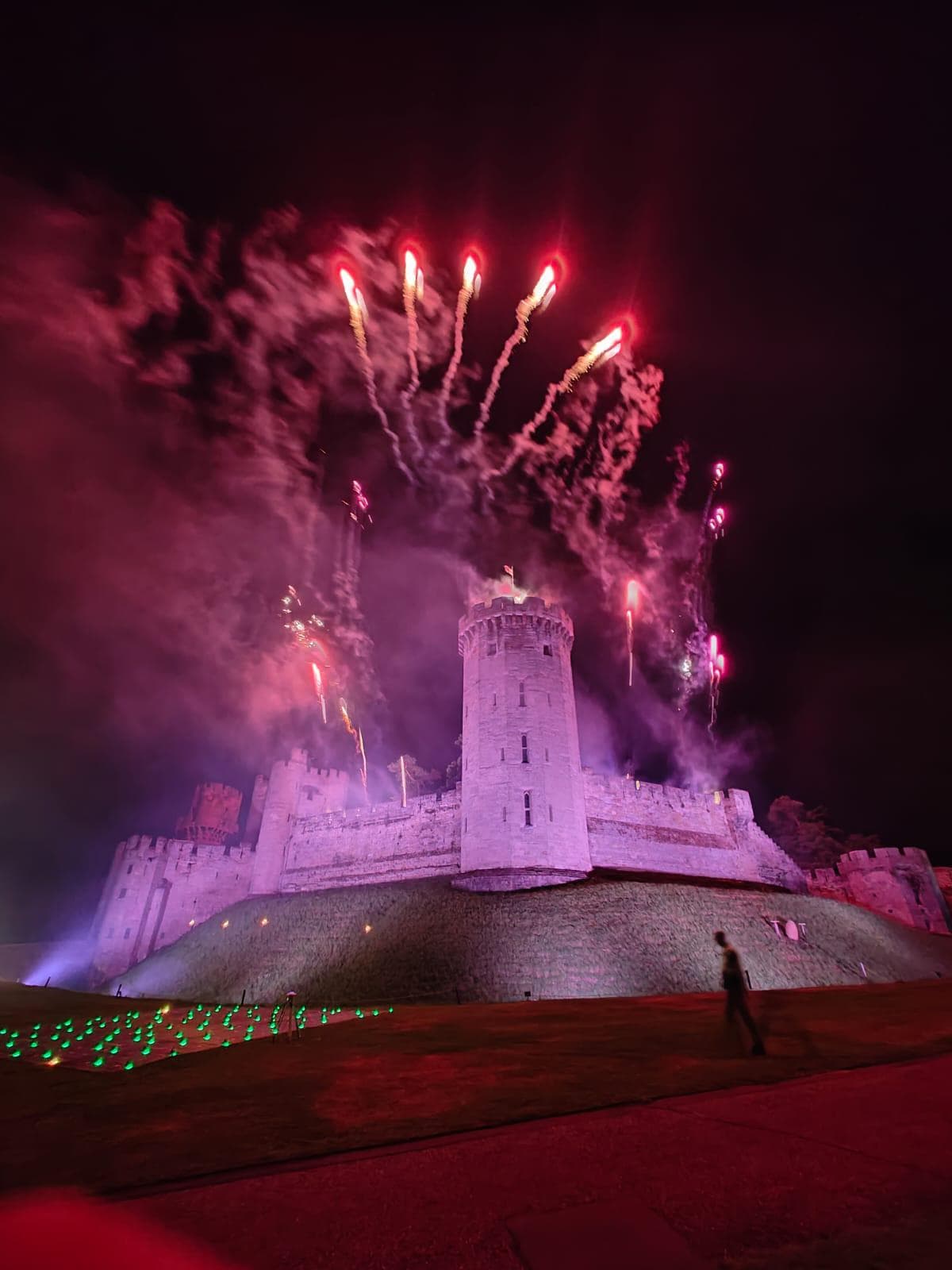 Fireworks burst during live show